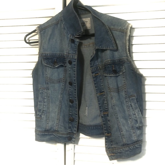 American Rag Cie Junior’s Frayed Denim Vest M - Picture 2 of 10